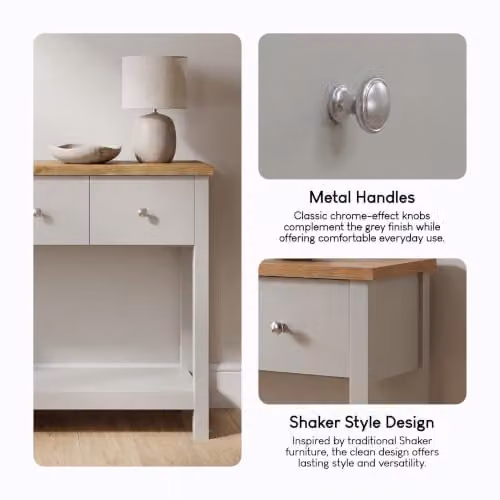 Vida Designs Arlington 3 Drawer Console Table in Grey – 6
