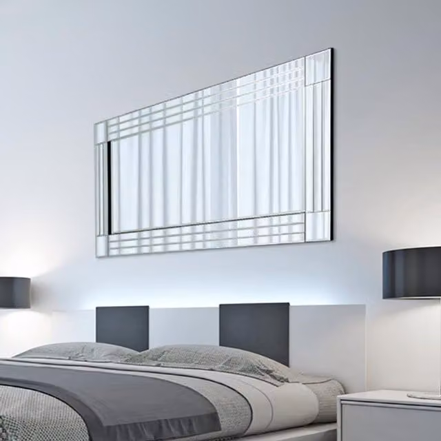 MirrorOutlet Rydal Triple Edge Square Corners Mirror in Silver, W: 174 cm, H: 85 cm