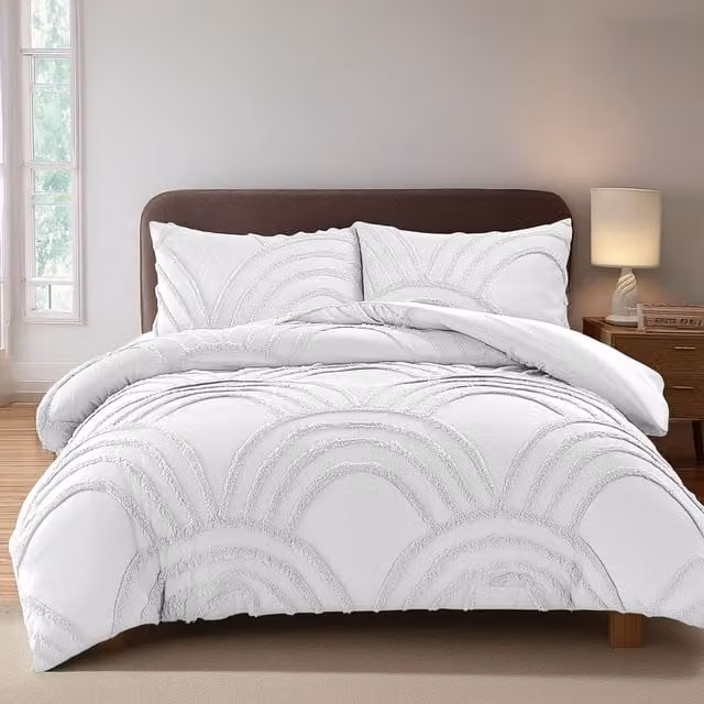 Snug City White Tufted Modern Luxury Duvet Cover and Pillowcase Set, Single, 90 x 200 cm