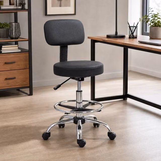STILVORA Black Drafting Chair with Swivel Seat and Adjustable Footring – 1