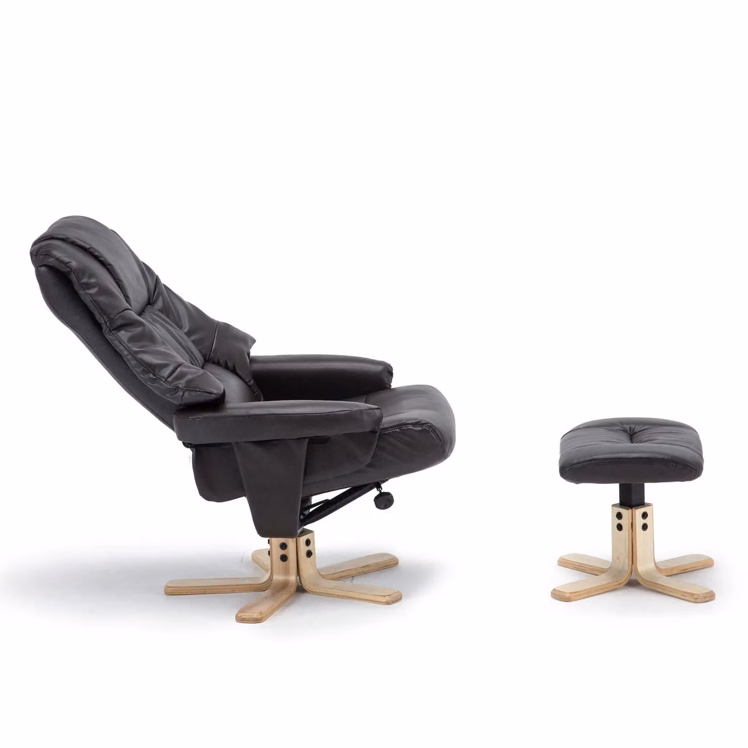 More4Homes Sorento Brown Bonded Leather Swivel Recliner Armchair with Footstool – 3