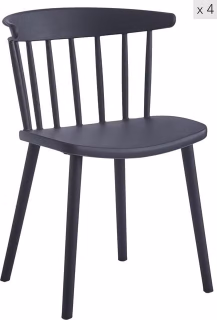 Nordlys Set of 4 Black Indoor Outdoor Dining Chairs with Armrests – 1