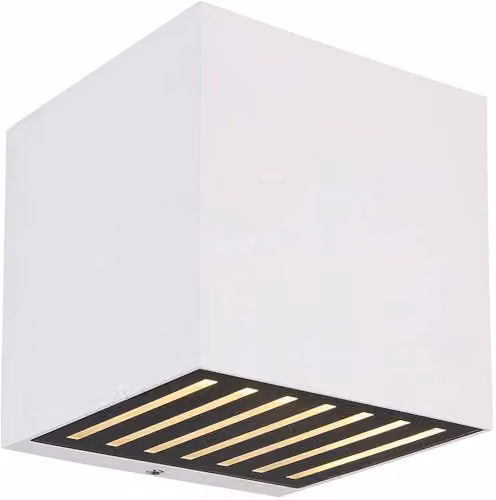 Globo Lighting Modern Square Up Down LED Outdoor Wall Lamp in White Aluminium with Transparent Glass Shade IP54 Warm White – 1