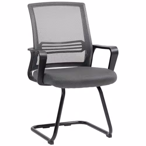 HOMCOM Grey Fabric Office Chair with Armrests and Cantilever Base