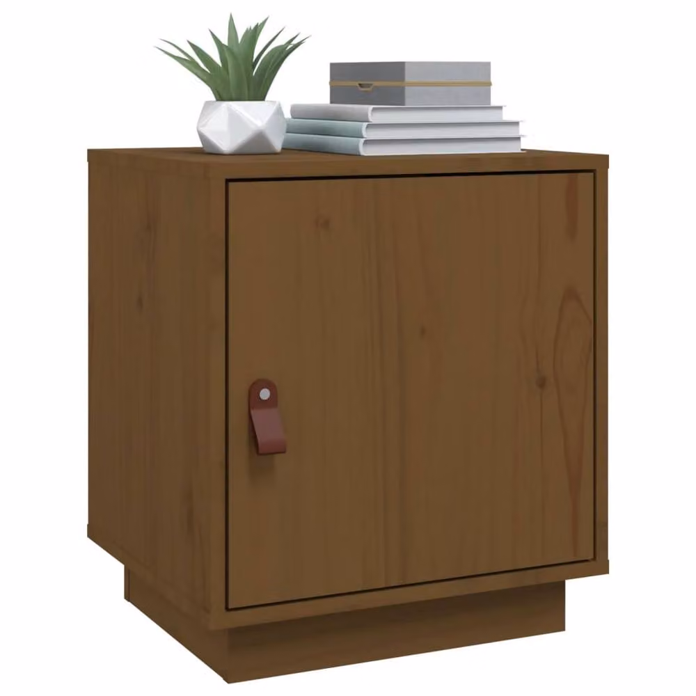 Berkfield Home Set of 2 Rustic Solid Wood Pine Bedside Cabinets, Honey Brown, W: 40 cm, D: 34 cm, H: 45 cm – 2