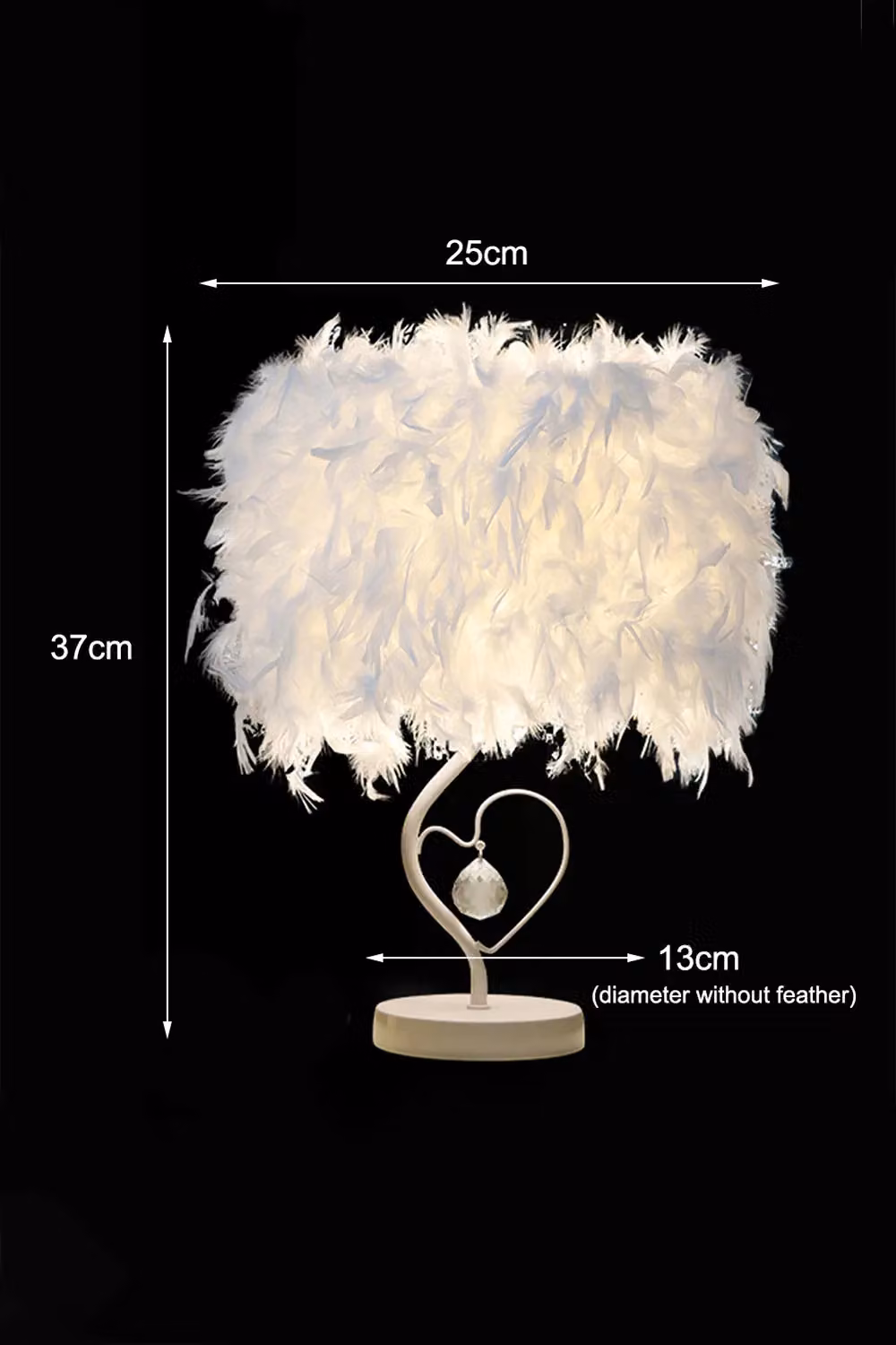 Living and Home Modern Feather Design White Bedside Table Lamp – 2