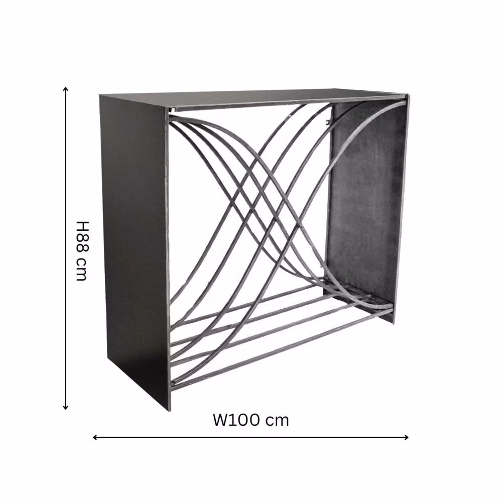 Ivyline Outdoor X Shape Zinc Log Storage in Grey, H: 88 cm, W: 100 cm – 4