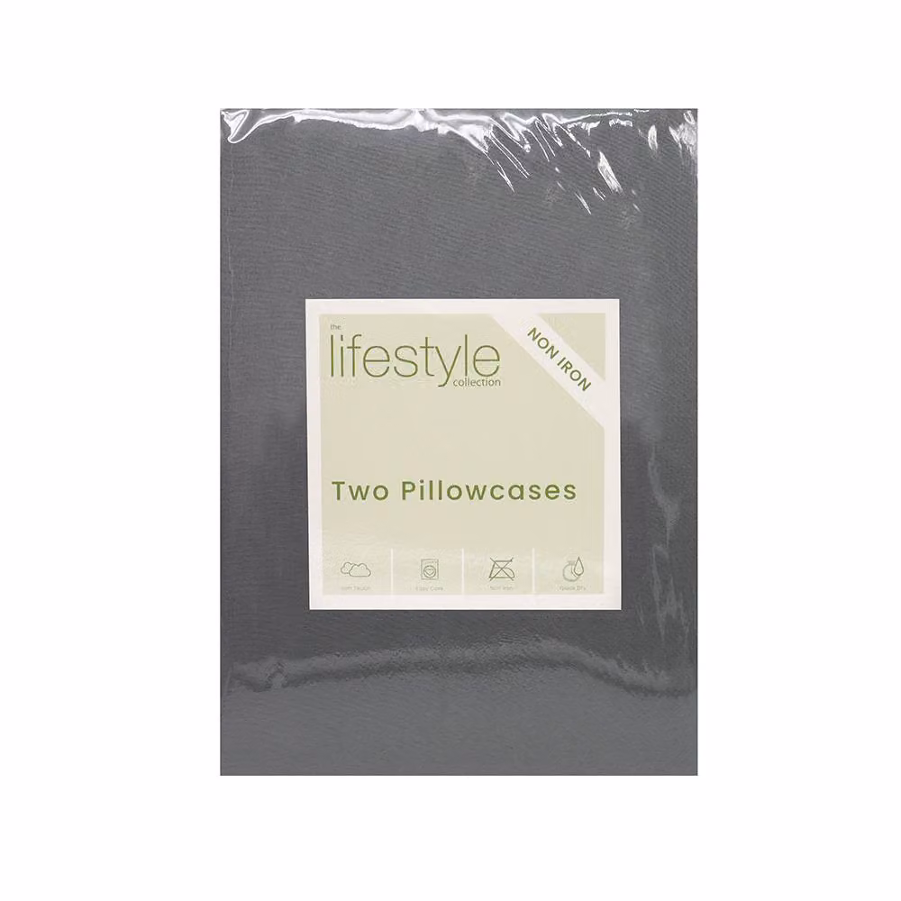 Voltico Soft Touch Pillowcase Pair in Grey, White or Black, Easy Care and Non-Iron – 3