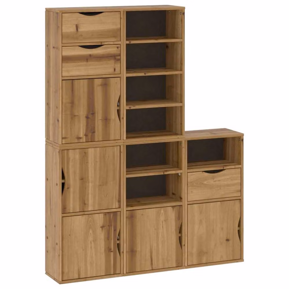 Berkfield Home ODDA Side Cabinets, Set of 5, Brown Solid Pine Wood, W/D/H: 40 x 24 x 79 cm – 2