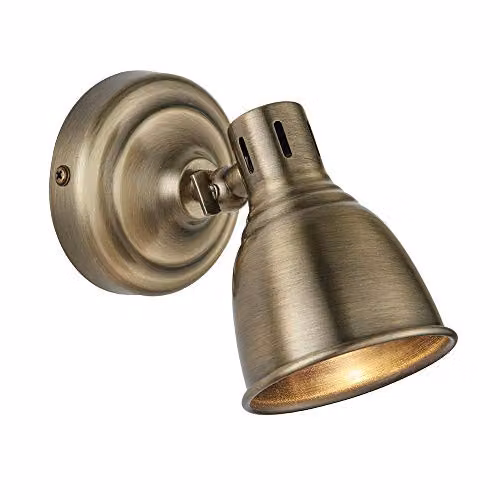 Netlighting Westbury LED Wall Mounted Spotlight in Antique Brass Finish with GU10 Bulb