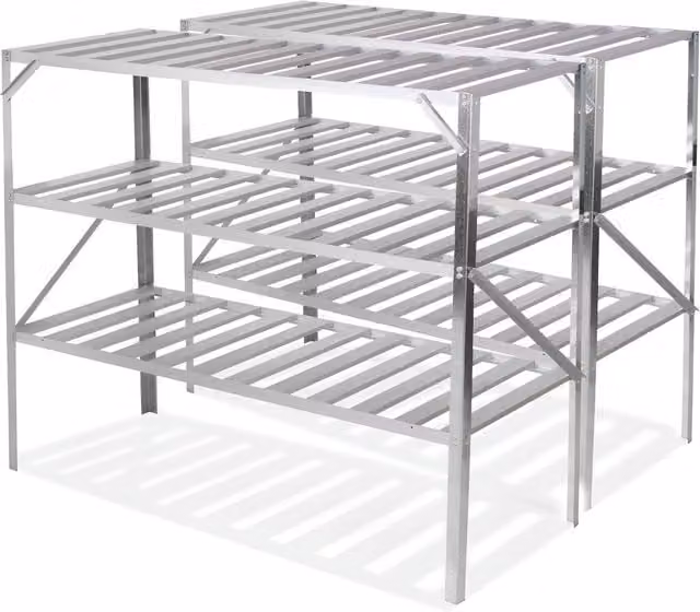 Primrose X2 Traditional 3 Tier Metal Greenhouse Staging Shelf Workbench in Silver, Width: 126 cm