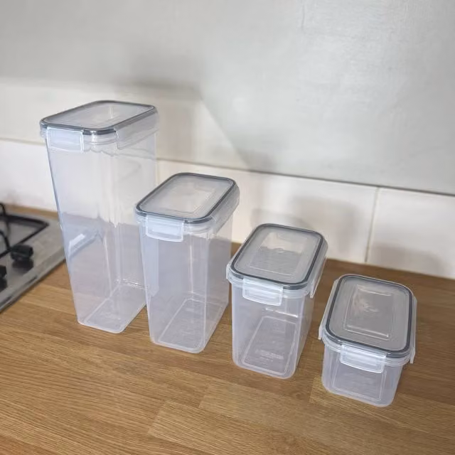 Oypla 14-Piece Airtight and Leakproof Reusable Food Storage Set, Transparent Plastic, Stackable