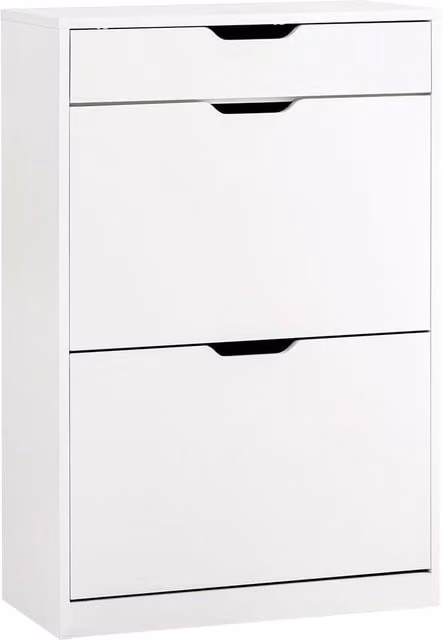 SoBuy Modern White Shoe Cabinet with 2 Tilting Compartments and 1 Pull Out Drawer