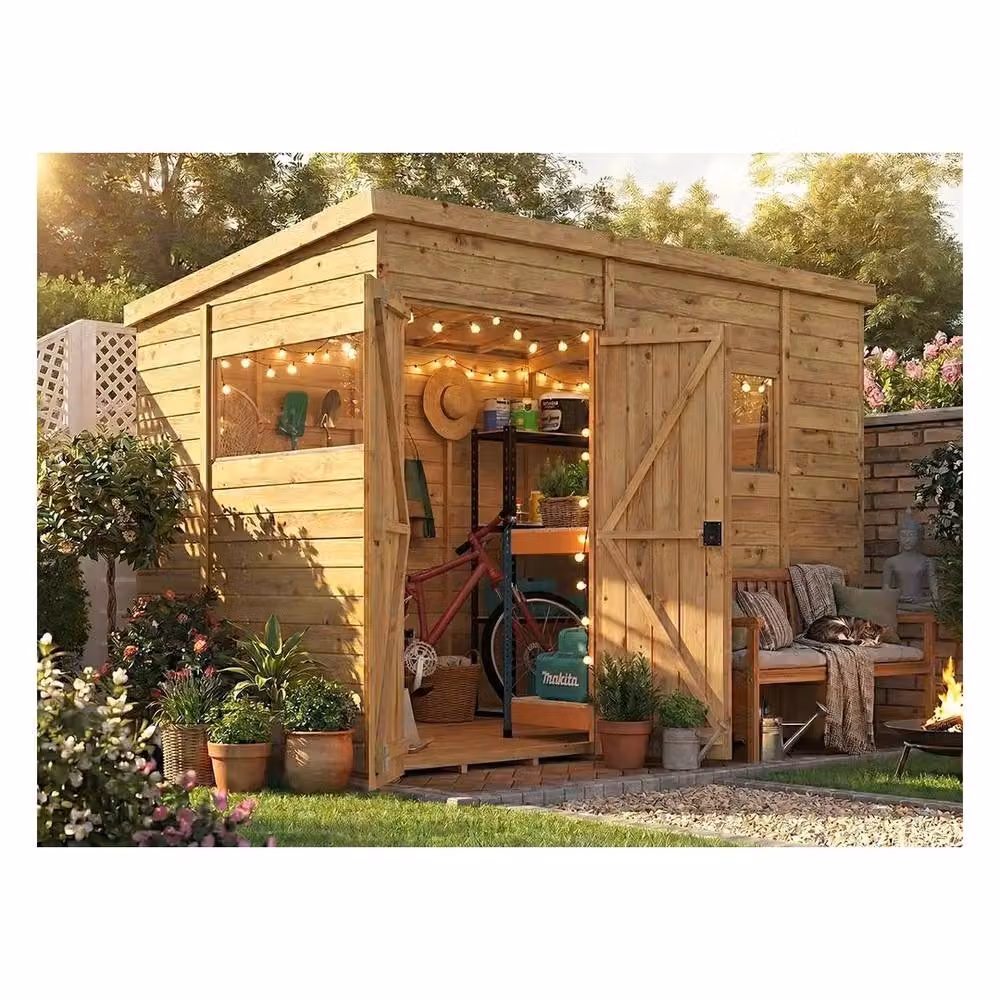 Dunster House Overlord Modular Garden Shed with Pent Roof and Window in Brown – 3