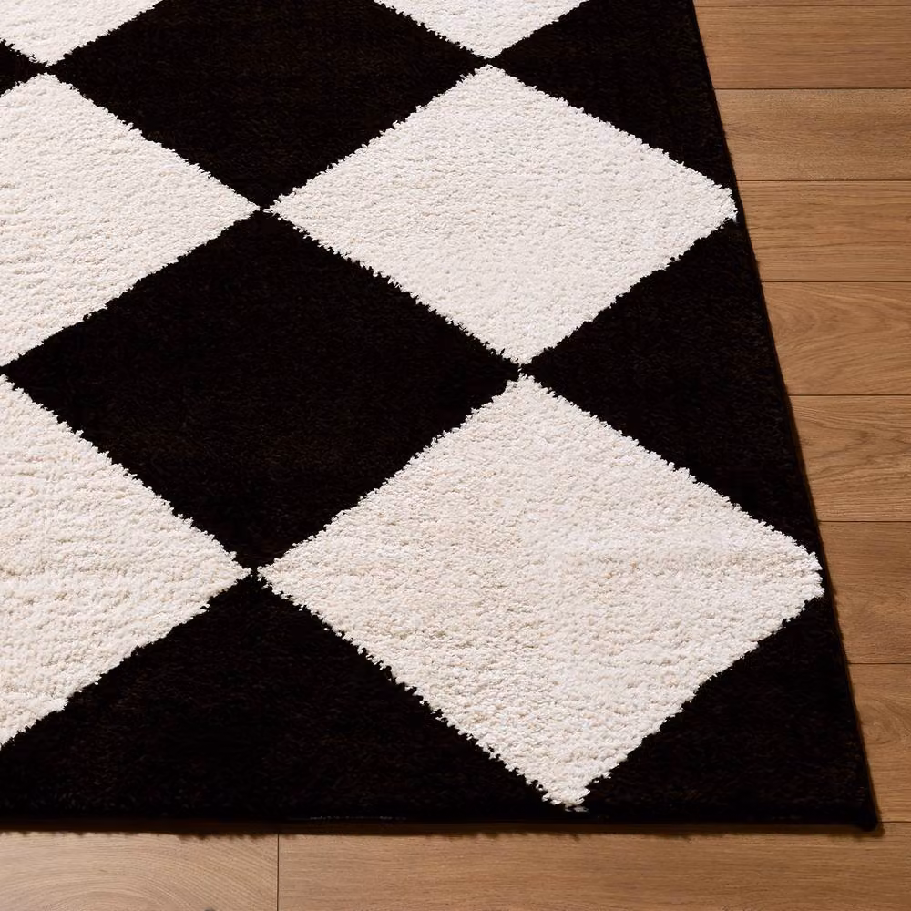 Livabliss Tivoli Modern High Pile Diamond Pattern Washable Rug in Black, W: 160 cm, D: 215 cm – 5