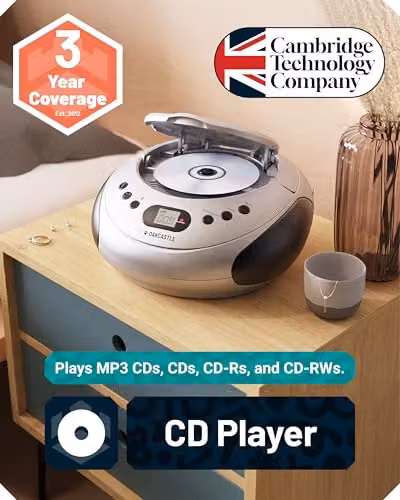 Oakcastle Silver Portable Bluetooth CD Boombox with FM Radio – 3