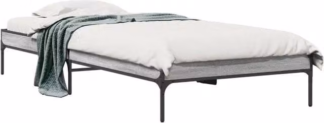 Berkfield Home Sonoma Small Single Bed Frame in Grey, W: 75 cm, L: 190 cm – 1