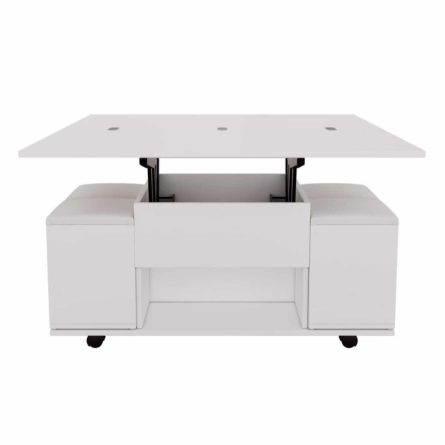 Aosom UK Modern White Height-Adjustable Lift-Up Coffee Table with Hidden Storage and Hydraulic Mechanism – 2
