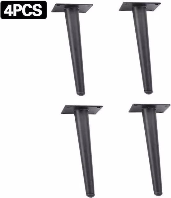 Kelvenix 4-Piece Black Metal Furniture Legs, 20 cm