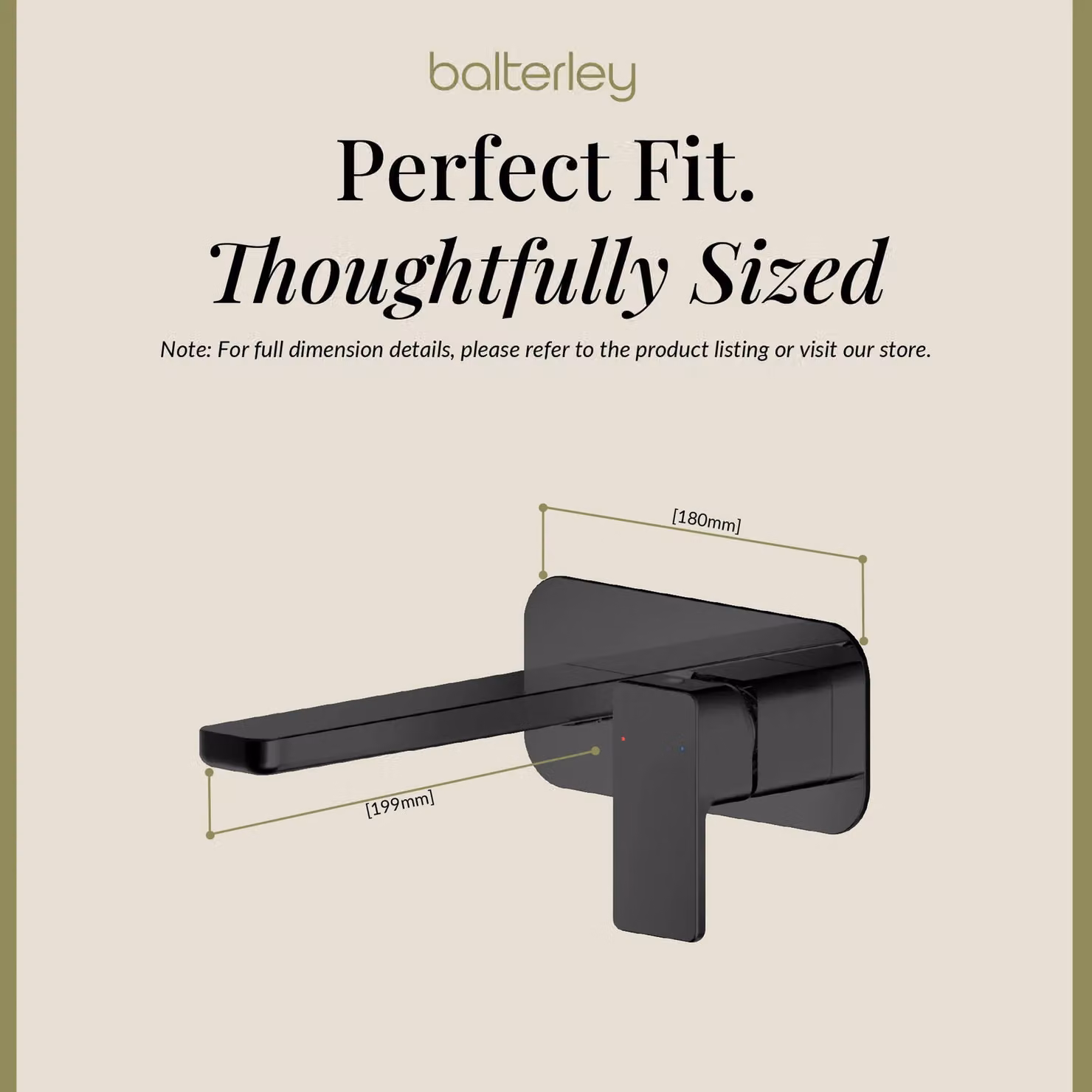 Balterley Square Wall Mount 2 Tap Hole Basin Mixer Tap with Back Plate, Matt Black – 4