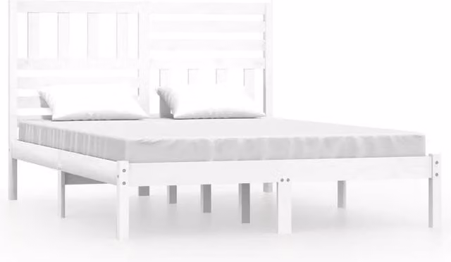 Berkfield Home White Solid Pine Wood Bed Frame W: 160 cm, D: 200 cm