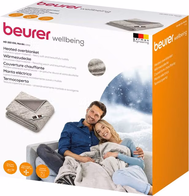 Beurer Nordic XXL Heated Throw in Grey with Auto Shut-Off