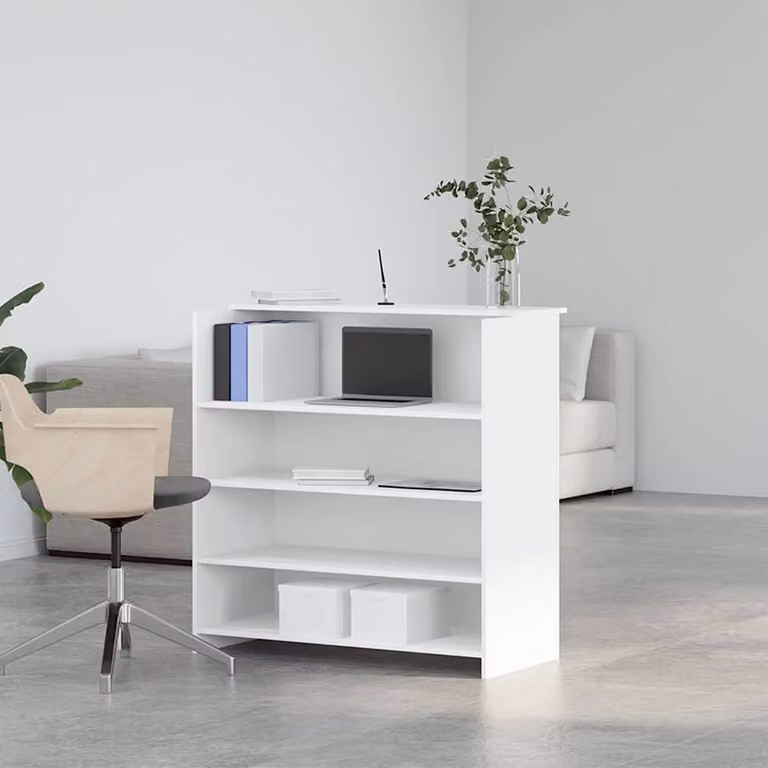 Berkfield Home White Reception Desk in Engineered Wood W/D/H: 100 x 50 x 103.5 cm