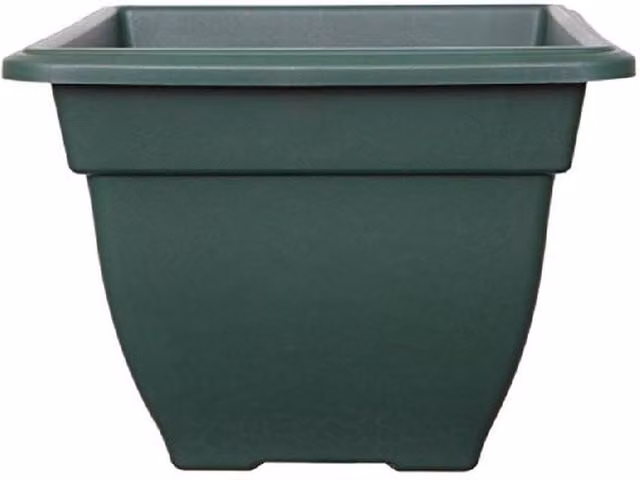 Whitefurze Large Square Bell Plastic Plant Pot Planter in Green, Width: 38 cm