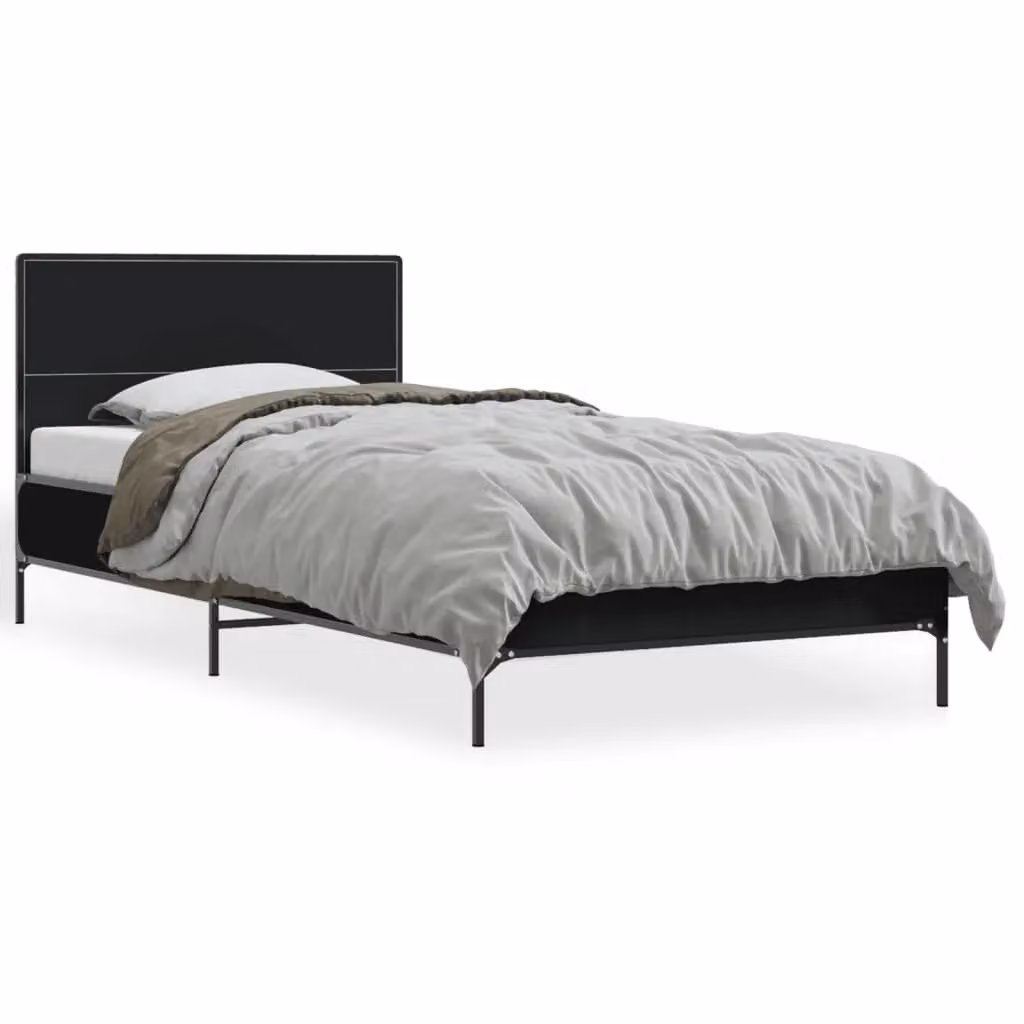 Berkfield Home Small Single Bed Frame in Black, W: 75 cm, L: 190 cm – 2
