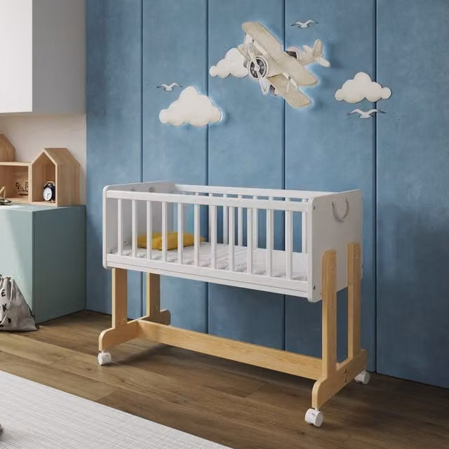 Love For Sleep 6-in-1 Smart Crib with Foam Mattress in White and Pine