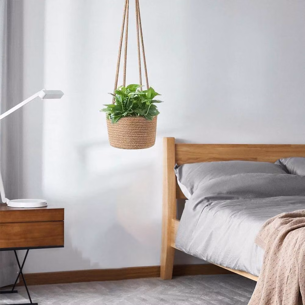 KORVIXA Hanging Woven Cotton Rope Plant Pot Holder in Brown – 2