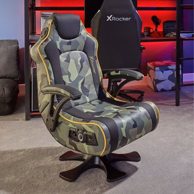X Rocker Covert Ops 2.1 Bluetooth Pedestal Gaming Chair in Multicolour Camo