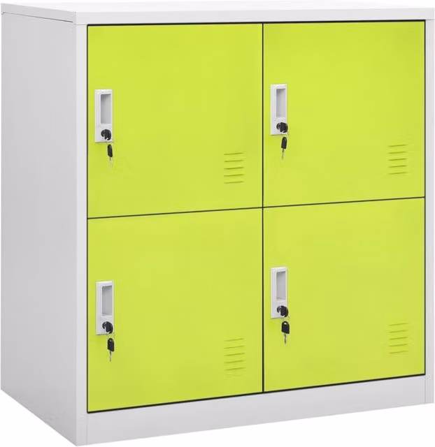 Berkfield Home Modern Metal Locker Cabinet in Grey and Green, W/D/H: 90 x 45 x 92.5 cm