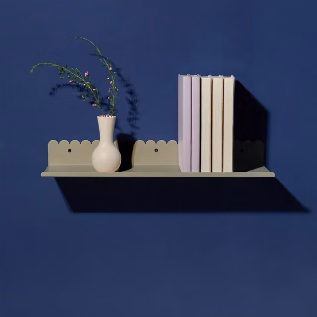 Nobodinoz Large Lacquered Steel Wall Shelf, Green Tea, W/D/H: 50 x 16 x 6 cm