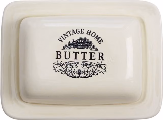 Orsina Vintage Home Ceramic Butter Dish in White, Black or Beige