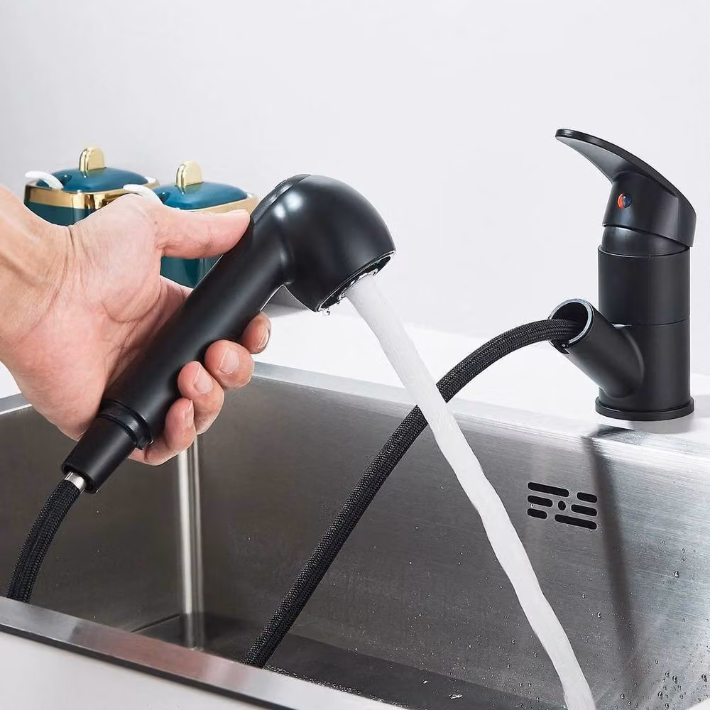 EONLION Matt Black Kitchen Sink Mixer Tap with Pull Out Spout and Spray Function – 3