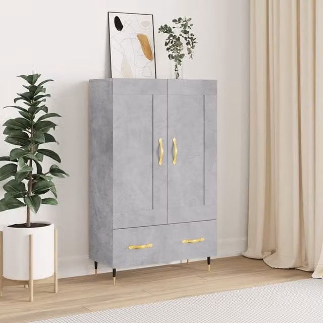 Berkfield Home Modern Wall Mounted Highboard in Concrete Grey, W: 69.5 cm, D: 31 cm, H: 115 cm – 1