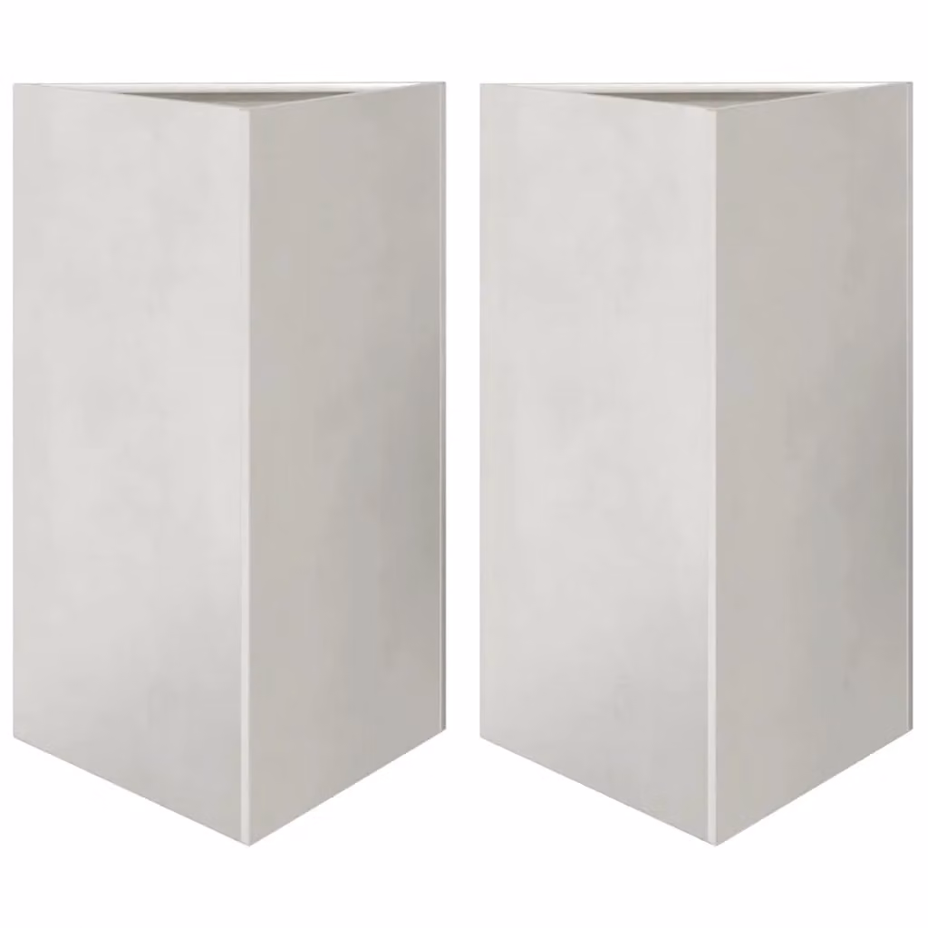 Berkfield Home Triangular Stainless Steel Garden Planters, 2 Pieces, Silver, W: 50 cm, D: 43 cm, H: 75 cm – 2