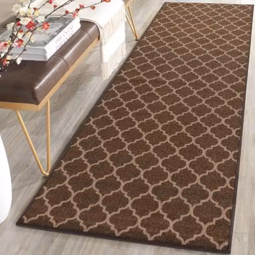SmartLiving Non-Slip Trellis Gel Back Door Entrance Mat, Brown and Beige, W: 40 cm, D: 60 cm – 2