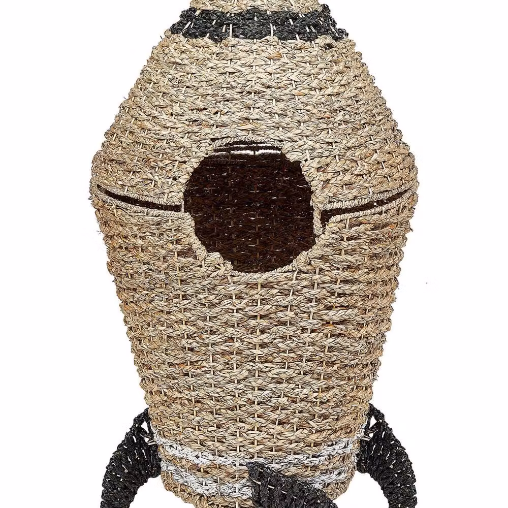 Wyld and Coco Beige Seagrass and Rattan Rocket Toy Basket – 2