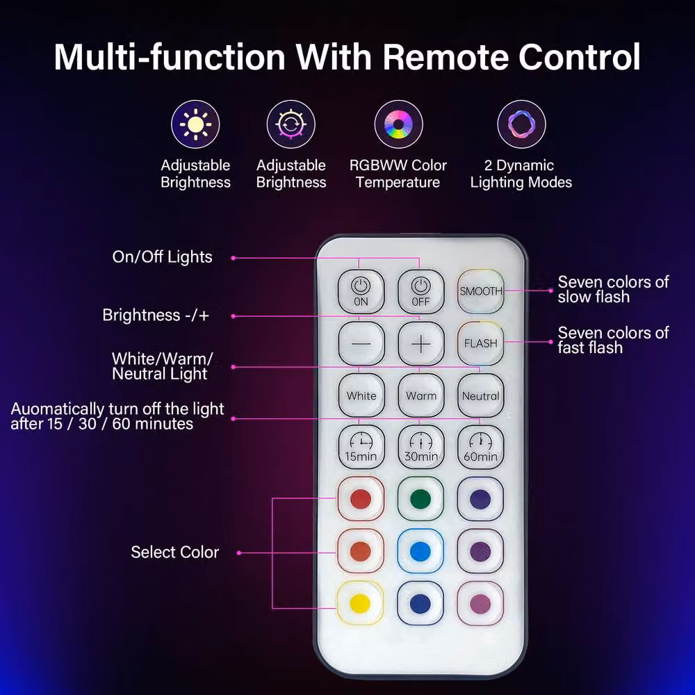 INMTFEI Rechargeable RGBW Magnetic Puck Light with Remote Control in White – 4