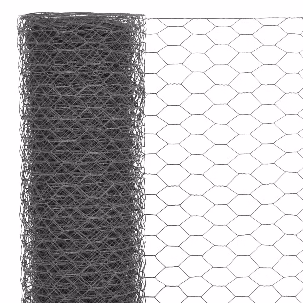 Berkfield Home Grey PVC Coated Steel Chicken Wire Fence, 25 x 0.75 m – 3
