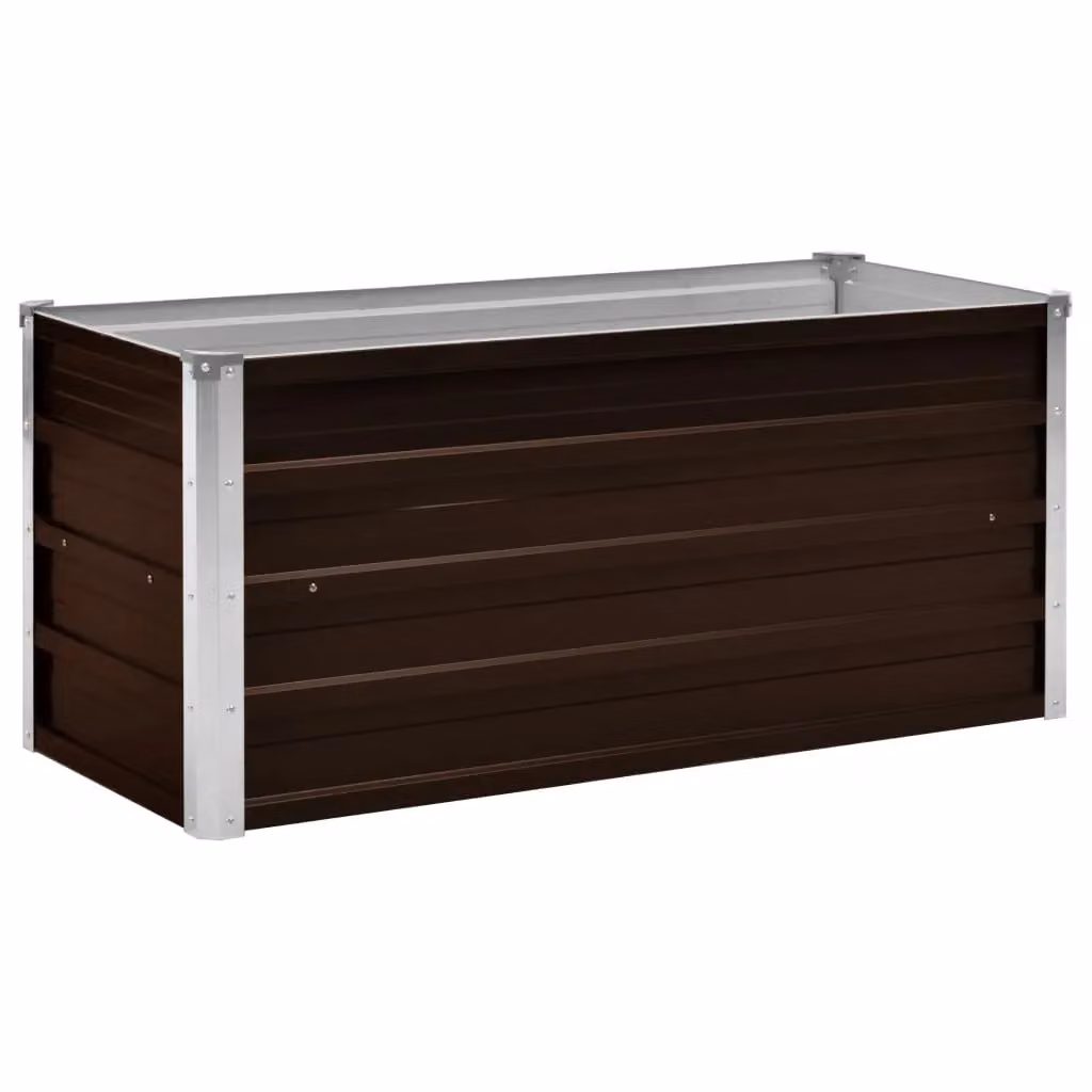 Berkfield Home Garden Brown Galvanised Steel Raised Bed W: 100 cm, D: 40 cm, H: 45 cm – 2