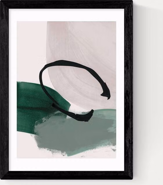 East End Prints Abstract Minimalist Rectangular Framed Graphic Art in Black, Green and Multicolour
