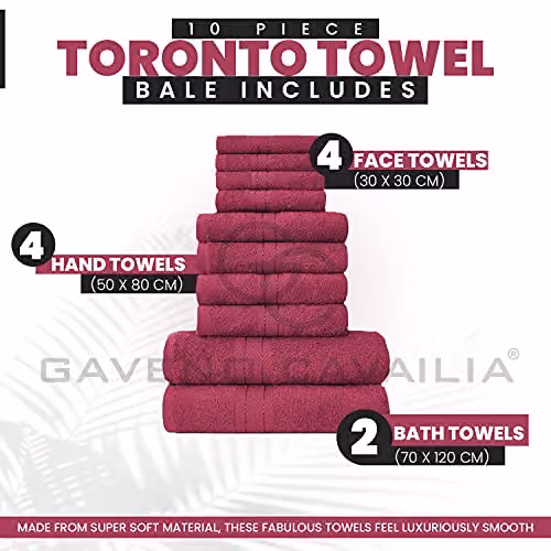 GC GAVENO CAVAILIA 10 Piece Egyptian Cotton Towel Set in Red – 3