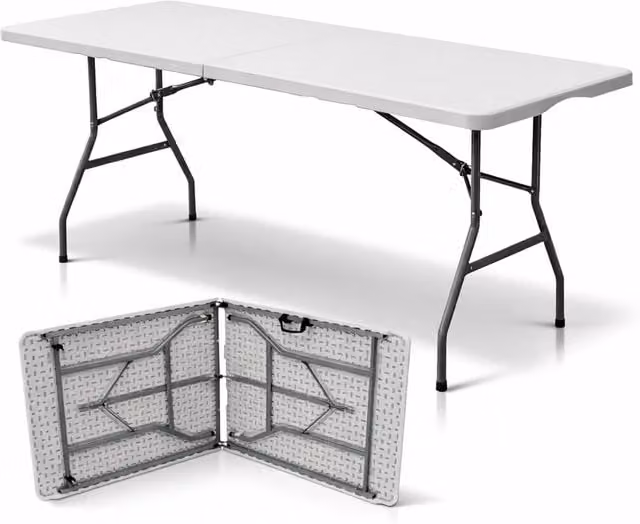 Oypla 6ft White Folding Outdoor Trestle Table
