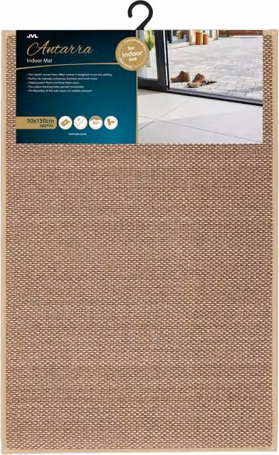 JVL Antarra Machine Washable Non-Slip Doormat, Beige and Brown