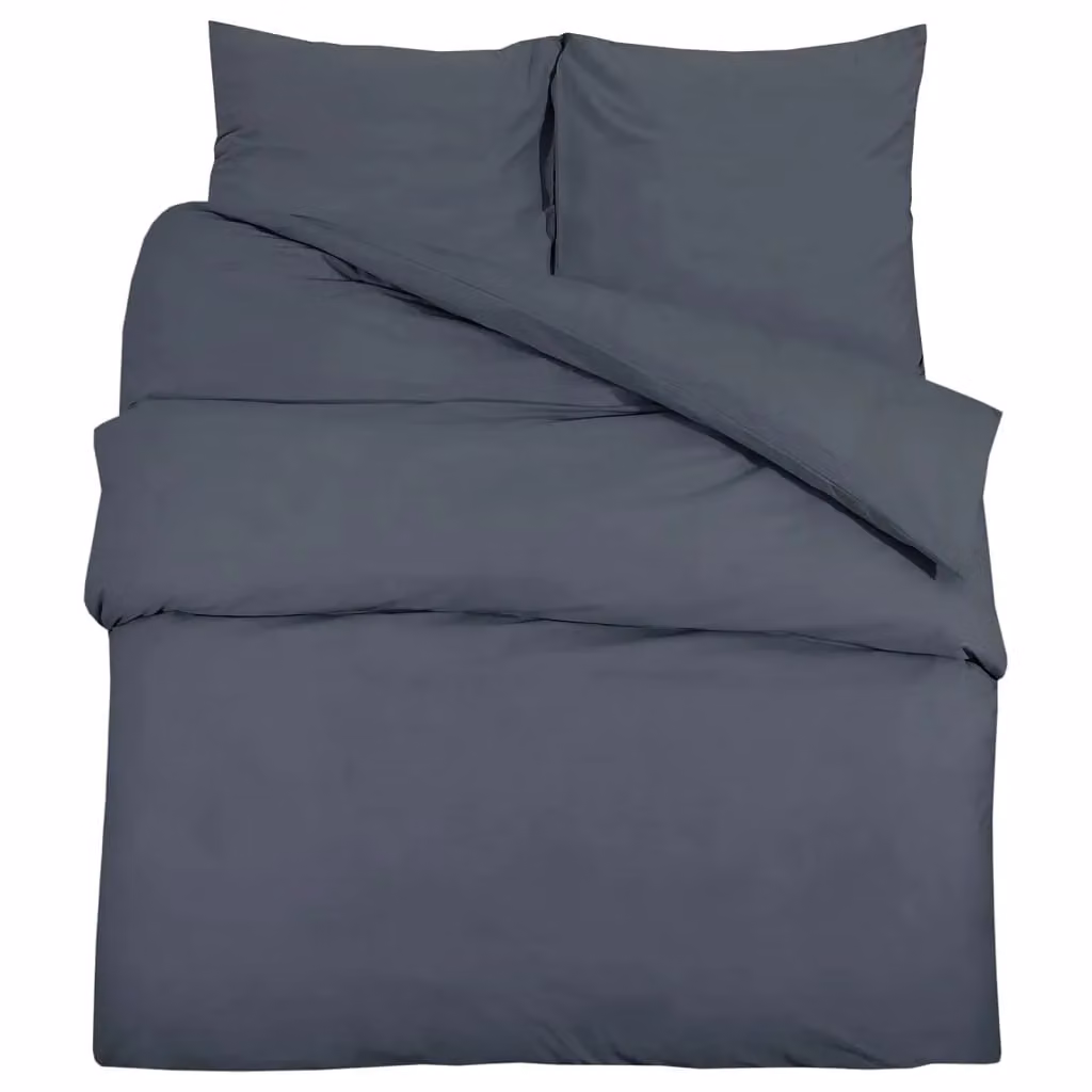 Berkfield Home Cotton Duvet Cover and Pillowcase Set in Anthracite Black, W/D/H: 240 x 220 cm – 2