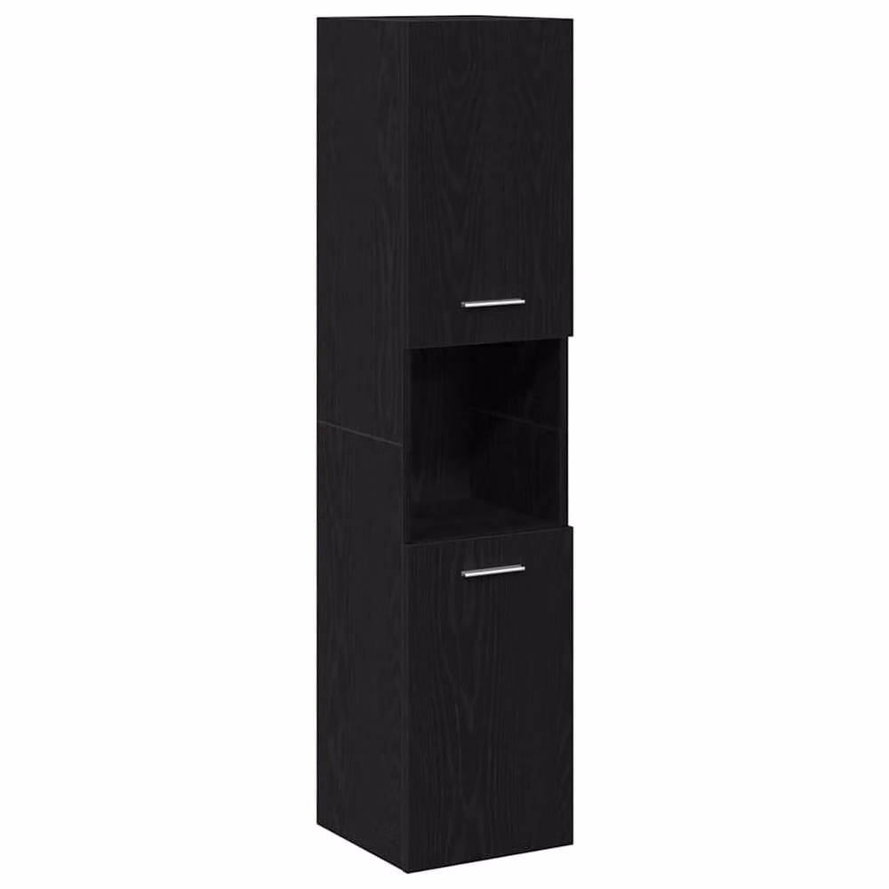 Berkfield Home Black Oak Bathroom Wall Cabinet, W/D/H: 30 x 30 x 130 cm – 2