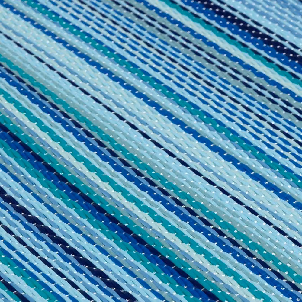 THE RUGS Reversible Weatherproof Outdoor Striped Rainbow Rug in Blue and Grey, W/D/H: 220 x 150 cm – 2